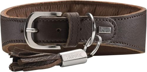 HUNTER ROM Windhundhalsband, Leder, gepolstert, mit Besätzen, 37 (XS-S), dunkelbraun