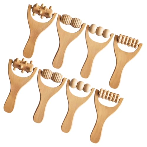 Hemobllo Masajeador de Rodillos de Madera 8 Piezas para Pies, Espalda, Cuello y Hombros, Herramienta de Masaje Portátil y Ergonómica para Relajación y Alivio Muscular en Casa