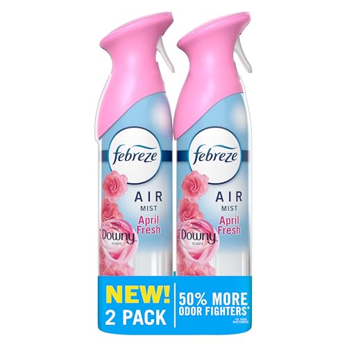 Febreze Air Mist Air Freshener Spray Odor Fighting Room Spray Deodorizer for Home Bathroom Kitchen Office Apartment Dorm Room Classroom Downy April Fresh Scent 8.1oz (Pack of 2)