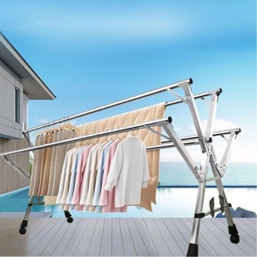 Heavy Duty Laundry Drying Rack with Hanging Rod, Space-Saving Clothes Stand for Large Loads, Sturdy & Durable Design, Ideal for Home & Apartment Use