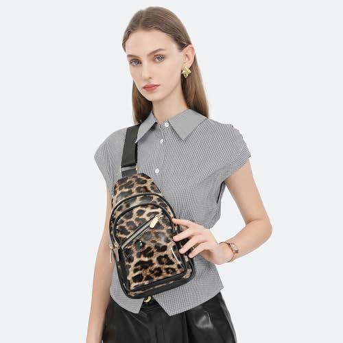 Leopard Print Sling Bag for Women RFID Crossbody Bag Leopard Chest Bags with Adjustable Strap2