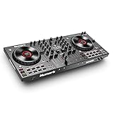 Numark NS4FX - Controladora DJ de 4 canales, jog wheels táctiles con pantallas, pads y efectos, salidas cabina y principal, y Serato DJ Lite incluido