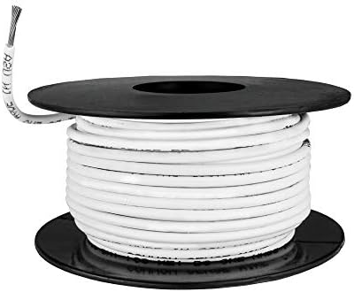 18 AWG UL 1426 (The Real Thing) Marine Wire - Tinned Copper Primary Boat Cable - 30 Feet - White - Made in The USA