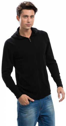 Men's Hoodie - Pure Cashmere Full-Zip Sweatshirt No Pockets Long Sleeves Hand-Knitted2