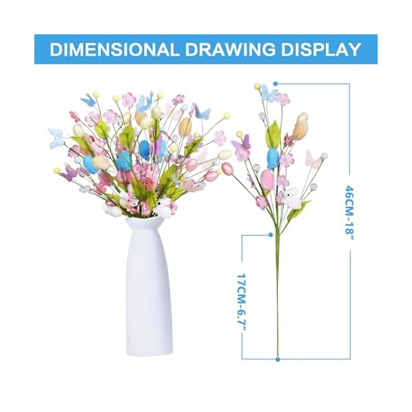 Easter decorations 5pcs artificial spring easter egg berry stems branch picks decor with bunny ornaments for home indoor party farmhouse table centerpiece vase filler decor  urban country home decor