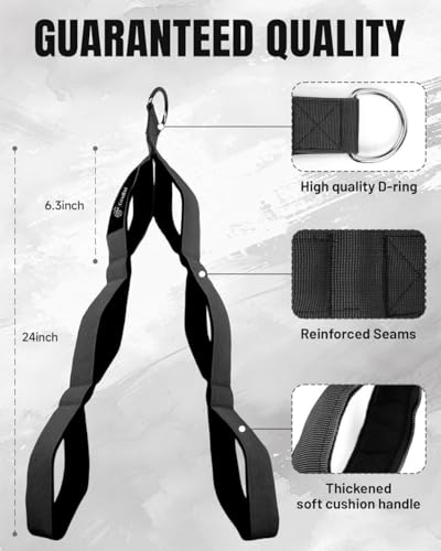 Image of GYMRAT Premium Tricep Rope Cable Attachment Handles, Greater Range of Motion, Tricep Pull Down Rope for Push Downs, Crunches, Facepulls for Professional Gym (Black)