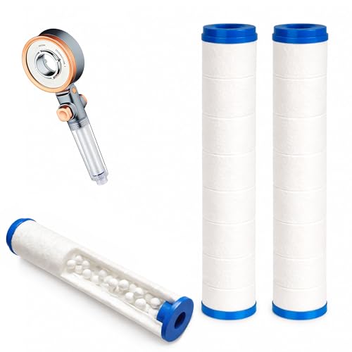BIORYC ® Pack de 2 Filtros para Alcachofa Ducha Alta Presión | Filtros de algodón PP y Perlas de Sulfito de Calcio | Elimina Impurezas y Cloro del Agua. Pack de 2 Unidades