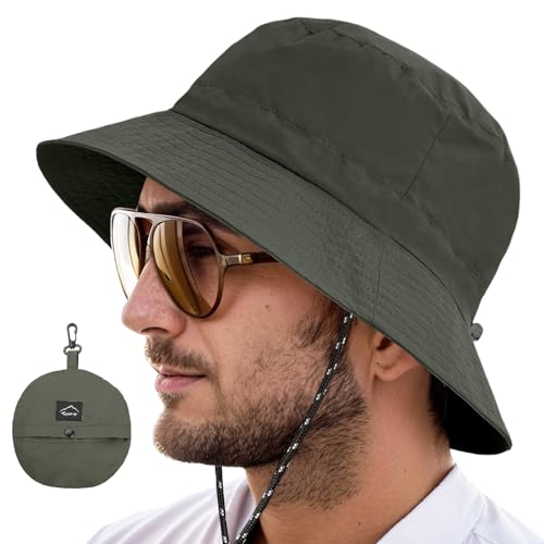 Zhiaek Cappello Pescatore Uomo Donna Pieghevole Cappelli da Pesca Cappello da Sole Anti UV Bucket Hat per Trekking Campeggio Viaggio Pesca Safari Caccia
