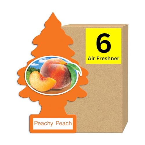 Image of Little Trees Cardboard Hanging Car, Home & Office Air Freshener, Peachy Peach (Pack of 6)