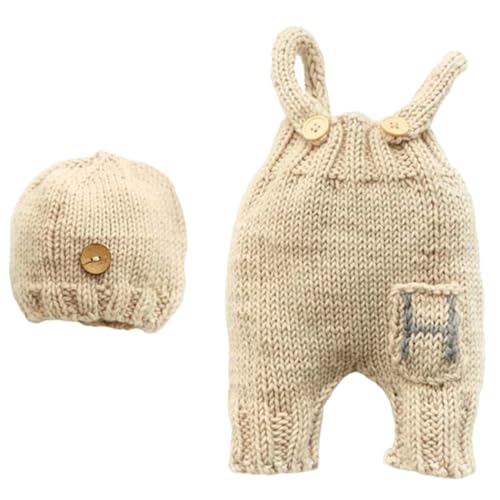VALICLUD 1set Lovely Photography Outfit Knitted Suspender Costume Hat for Newborns Months Adorable Photo Prop for Fashionable Boy Girl