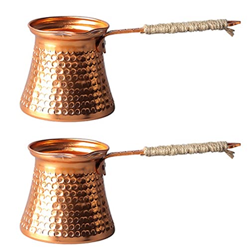 Akfldms 2X Cafetera Turca Cafetera Moka Pot 3 Personas 200 ML Cobre Hecho Una Mano Accesorio de Regalo