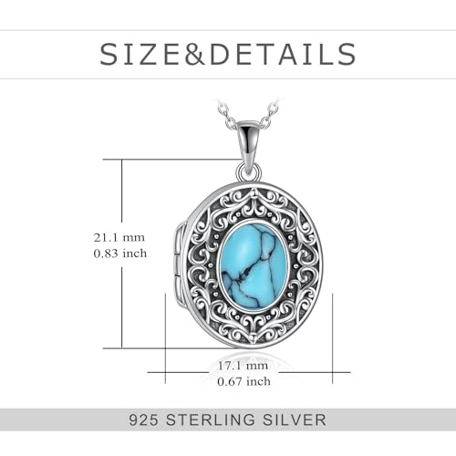 TIGER RIDER Sterling Silver Photo Locket Necklace That Holds Pictures Oval Shaped Photo Jewelry for Mother Daughter Wife4