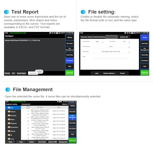 Image of Optical Fiber Tester, WANLUTECH 1310 /1550nm 28 /26dB 7 inches Touchscreen OTDR Tester Built-in VFL OPM LS(Light Source) Event Map OLT (Optical Loss Test) Functions RJ45 Cable Tester Network Tools