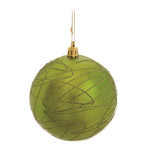 Bola De Natal Com Rabiscos Em Glitter Verde Claro 8 Cm Jg Com 6 Unidades