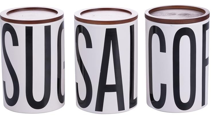 Villa d'Este Home Tivoli Barattolo zucchero in ceramica 750 ml, coperchio in bambù, Bigismore