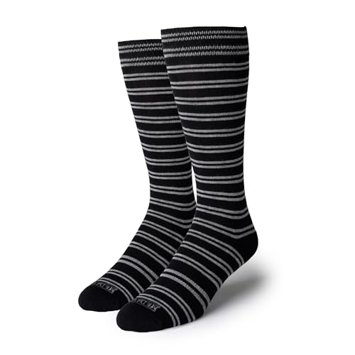 Mr. Davis Performance Dress Sock - Comfortable and Stylish Men's Socks - Lightweight pack of Soft Sock Pairs - Black Grey Office Stripes
