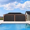 PURPLE LEAF 12' X 24' Outdoor Hardtop Gazebo for Patio Galvanized Steel Double Roof Permanent Canopy Teak Finish Coated Aluminum Frame Pavilion Gazebo with Netting and Black Curtains