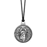 Magic Human American Eagles and Howling Wolf Necklace - Wild Spirit and Moon Medallion - Protection Powers Amulet - Vintage Finish Stainless Steel Jewelry - Cool Animal Totem Adjustable Cord Choker