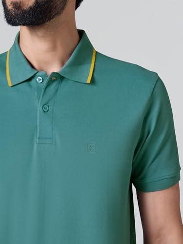 Image of XYXX Men's Apex Mercerized Cotton Striped Collar Pique Polo T-Shirt