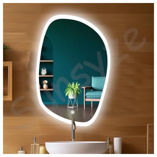 Sunsyze Glass Wall Mounted Mirror With Light, 18X24 Touch Sensor Led Mirror For Wash Basin With 3 Color Lights (Warm + White + Natural Light) Decorative Bathroom Mirror, Rectangular