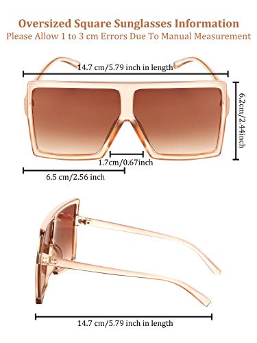 3 Pieces Oversized Square Sunglasses Flat Top Fashion Oversized Shades for Women2