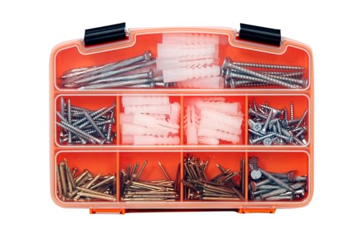Netzerkoz Lot de 335 vis à bois cruciformes - 90 vis à tête fraisée pour panneaux d'aggloméré - 220 clous en béton et 30 chevilles
