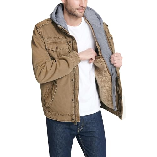 Image of Levi's Men's Washed Cotton Hooded Military Jacket (Regular & Big & Tall Sizes)
