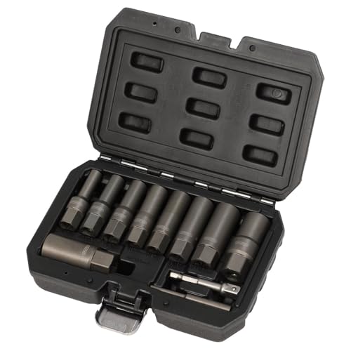 Image of Draper Spiral Deep Bolt Extractor Set, 3/8" Drive (11pc) - Chrome Molybdenum Steel, Damaged Stud & Bolt Removal Kit with Storage Case