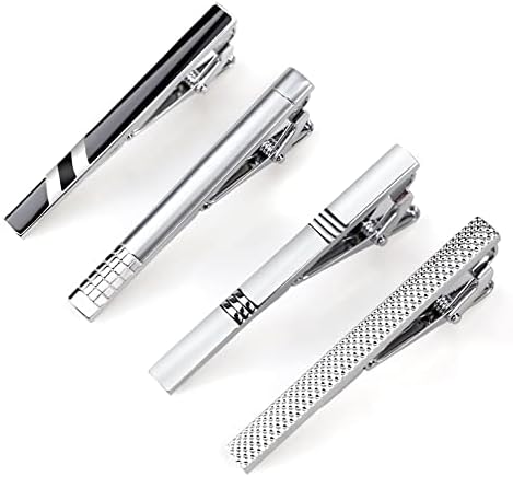 ORiTi Tie Clips for Men, 4 Pack Classic Tie Clip Necktie Tie Bar Pinch Clips Suitable for Wedding Anniversary Business and Daily Life 6cm with Gift Box Style C