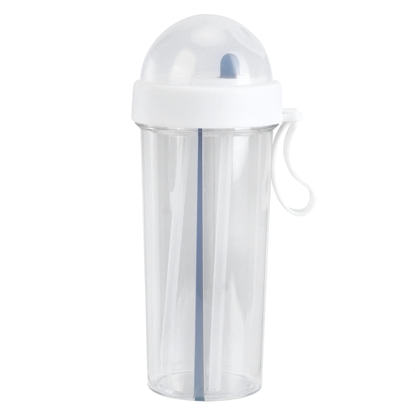 LANTRO JS Bottiglia di cannuccia a doppia bevanda portatile blu a prova di perdite con adesivo, perfetta per campeggio all'aperto, sport e jogging