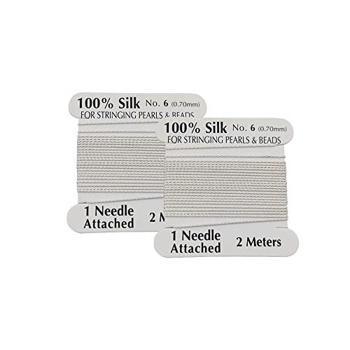 Legold 2 Pieces Silk Beading Cord Thread And Needle Size 6 White Color #TOP4