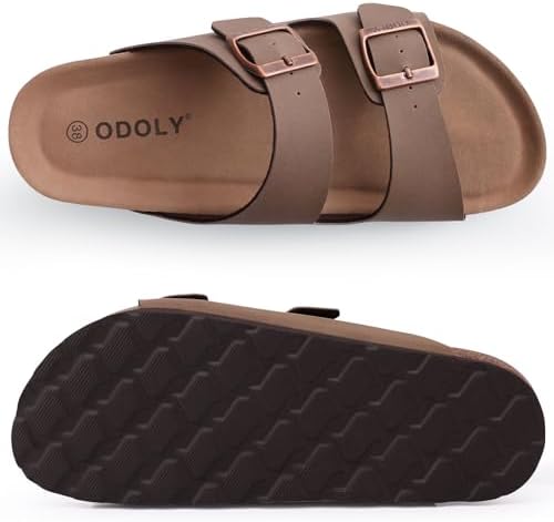 ODOLY Unisex Comfortable Cork Footbed Slide Sandals with Arch Support — view 7