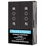 MOON Charcoal Whitening Stain Removal Toothpaste, Fluoride, Cavity Protection, Lunar Peppermint Flavor for Fresh Breath, for Adults (2 Pack)