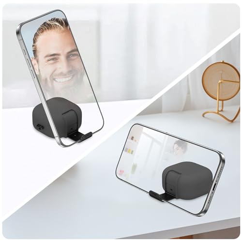 Image of Full Body Armor Case Cover for Samsung Galaxy Buds 4 and 4 Pro with Metal Keyring, Built-in Phone Stand, Locking-Switch Cover (Dark Grey, Full Body Armor)