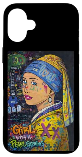 Graffiti Girl with a Pearl Earring ? Colorful Pop Art Street �X�}�z�P�[�X iPhone 16 Plus �p