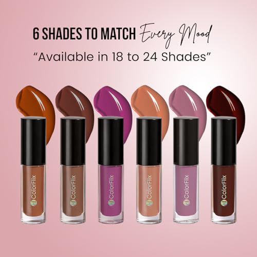 Image of ColorFlix Glam Mini Lip Kit Set of 6, UltraStay Liquid Lipsticks for All Day Wear 2ml Each