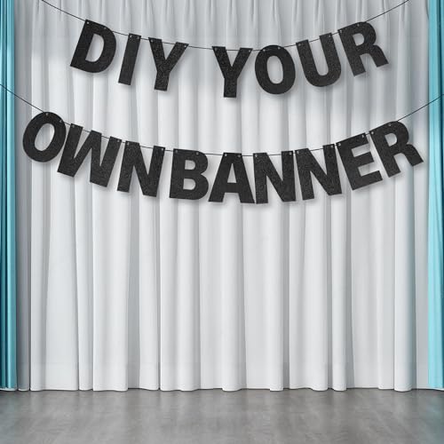 DIY Banner Kit with Letters Glitter Banner Letters Black Customizable Birthday Banners Graduation Banner Custom Party Hanging Banner for Graduation Wedding Party Baby Shower Decoration(Black) - Thumbnail 5