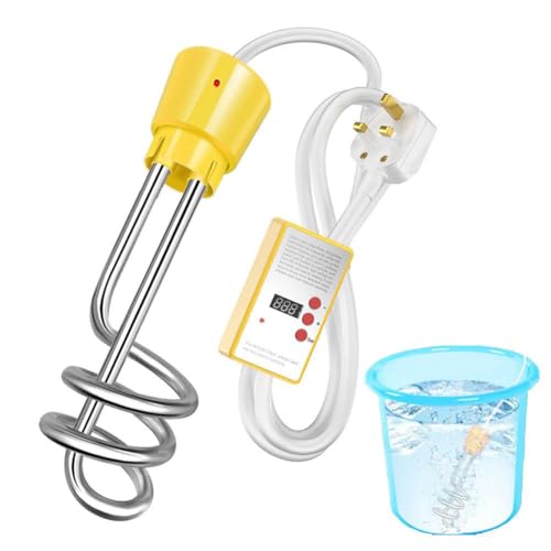 Water Heater for Bath, 2500 W Immersion Heater, 2025 Portable Electric Water Heater With 304 Stainless Steel Lid and Thermostat, Paddling Pool Heater, Auto Shut Off, Immersion Water Heater