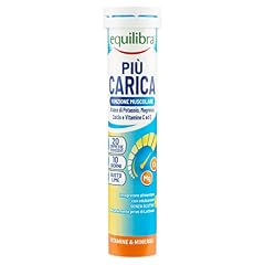 equilibra Integratori Alimentari, Più Carica, Integratore per la Normale Funzione Muscolare, con Potassio, Magnesio, Calcio, Vitamina C e Vitamina E, Gusto Lime, 20 Compresse Effervescenti