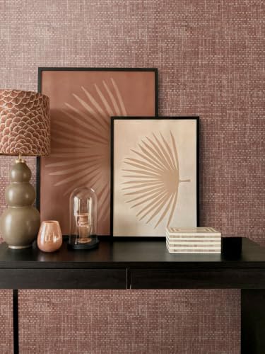Papier peint lin terracotta Origin pour masquer défauts mur - 5