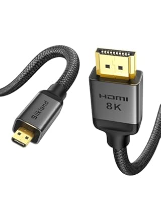 Silkland 8K 4K Micro HDMI to HDMI Cable 6.6ft, Micro HDMI 2.1 Adapter [8K@60Hz, 4K@240Hz 144Hz 120Hz] 6K 5K, 48Gbps, HDR, Compatible for Samsung G8,G9, Camera, Raspberry Pi 5 4, GoPro Hero, Cam Link