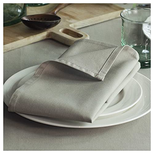 Organic Cotton Napkins - 6 Pack - 45 x 45 CM (18 x 18 in) - Warm Grey; Easy-Care Washable Reusable Heavyweight Fabric; Eco-Friendly Cloth Dinner Napkins for Dining Party/Everyday Use