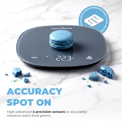 Image of HealthSense Weighing machine for food, Kitchen weight scale with 5kg Capacity, 1g Accuracy, LED Display, Touch Tare Function, Glass Surface, Overload Indicator, Auto-Off | 1 Year Warranty - Chef-Mate
