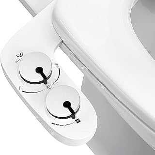 Bidet Attachment for Toilet UK - WITHLENT Non-Electric Cold Water Bidet Toilet Seat Attachment with Pressure Controls,Retractable Self-Cleaning Dual Nozzles for Frontal & Rear Wash (White)