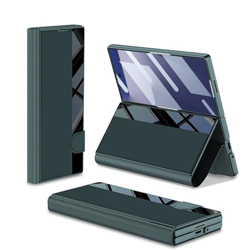 Étui pour Samsung Galaxy Z Fold 7 coque rigide verte en cuir idéale pour le bureau