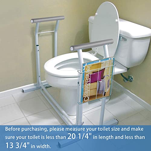 Aw Stand Alone Toilet Safety Frame 27.6" Height Rail Grab Bar 375Lbs Padded Handrails With Magazine Rack Assist For Elderly Handicap Home Use #TOP4