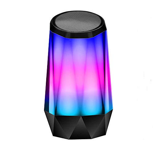 VBFFS LED Luz Nocturna con Altavoz Bluetooth,RGB Regulable Dormitorio Mesilla Lámpara Escritorio, Cristal 4.2 Portátiles Inalámbrico Estéreo Altavoz Bluetooth Micrófono Bajos Mejorados Manos Libres