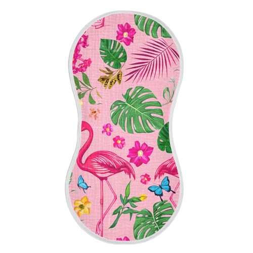 xigua Tropical Flamingos Baby Burp Cloths for Newborn Boys and Girls 4 Pack, Soft & Absorbent Cotton Baby Burp Cloth, Baby Washcloths, Newborn Towel, Burp Rags