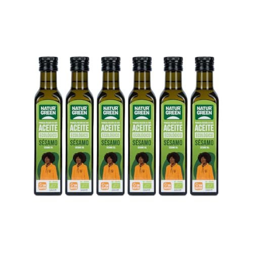 NATURGREEN 100% Aceite de semillas de sésamo ecológico bio, Primera Presión, Contiene 250 ml, Pack de 6 Unidades