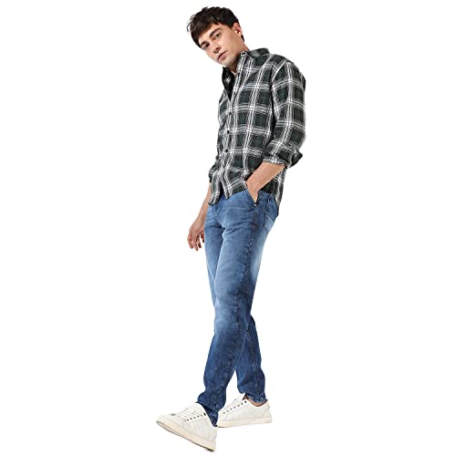 Image of CAHOOT Men's Button Up Shirt for Casual Wear | Regular Fit | Poly Lycra Shirt Crafted with Short Sleeve & Enhanced Stretch Comfort Fit for Everyday Wear